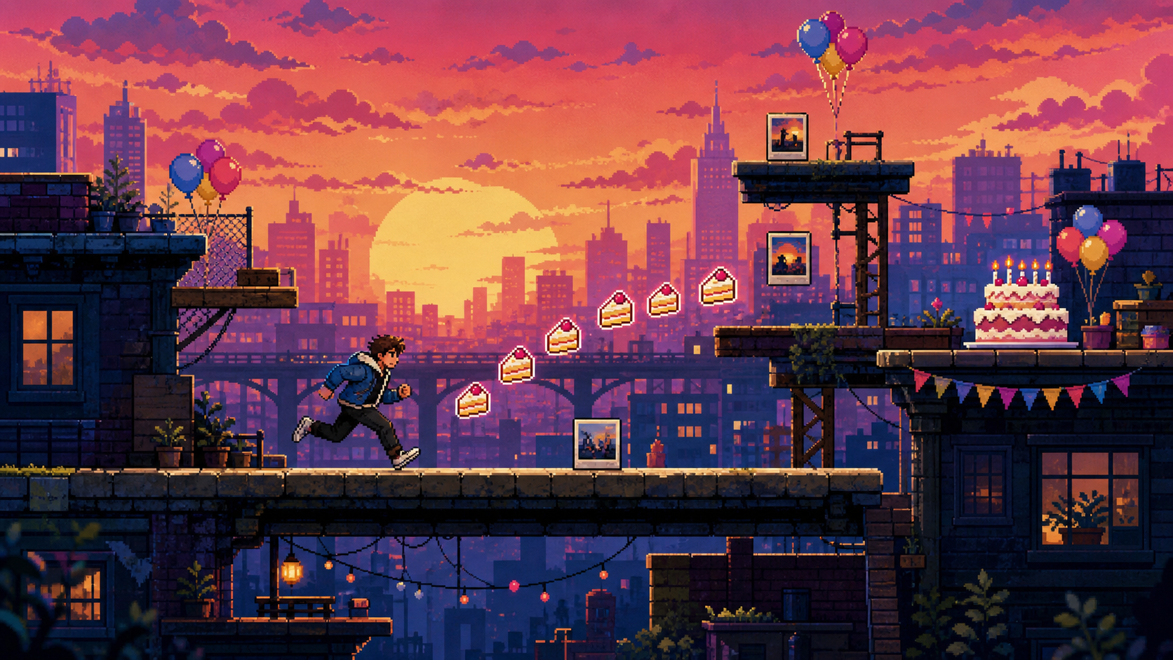 Birthday Runner illustrative gameplay mockup