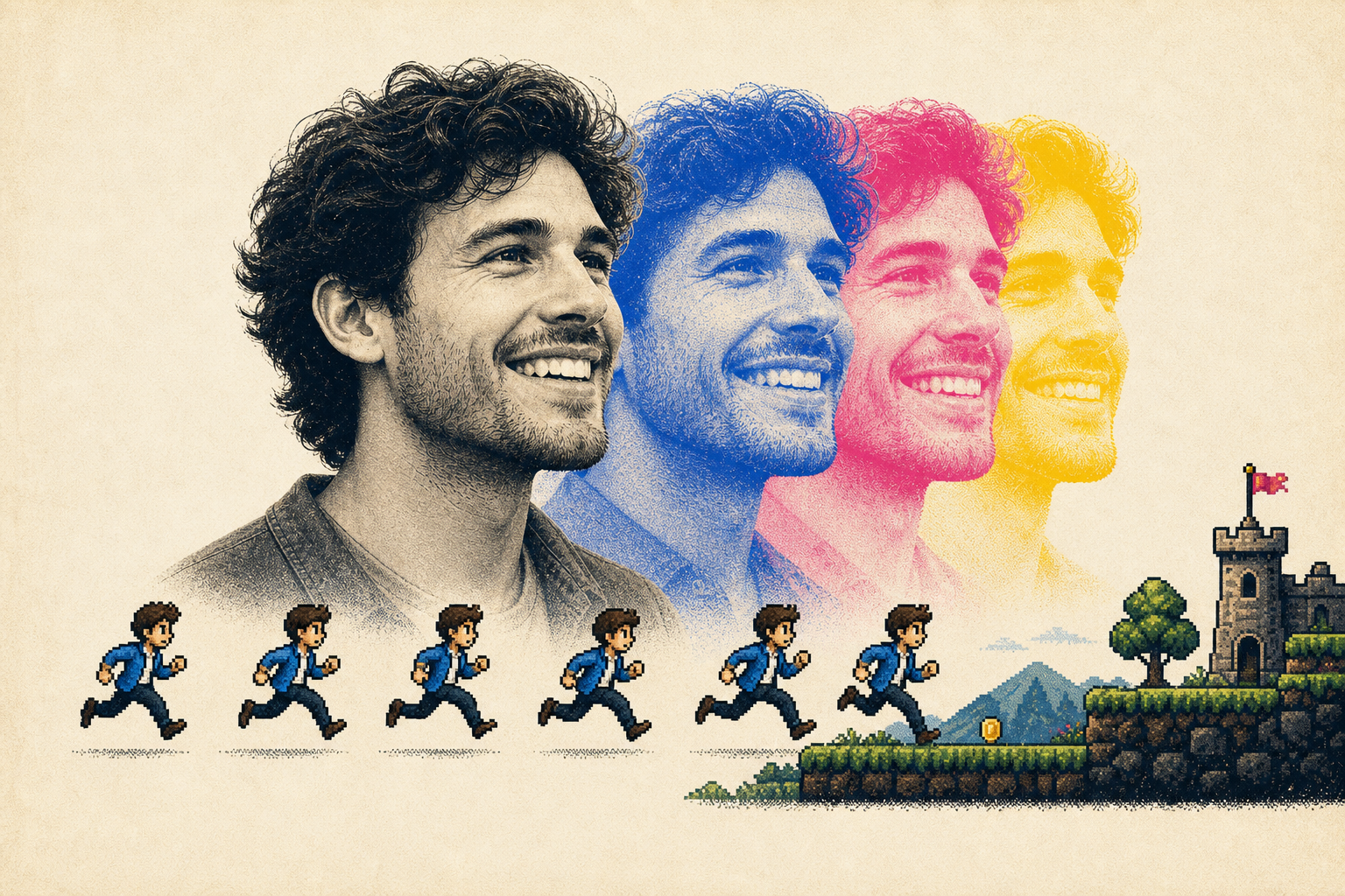 Illustrative portrait-to-game transformation